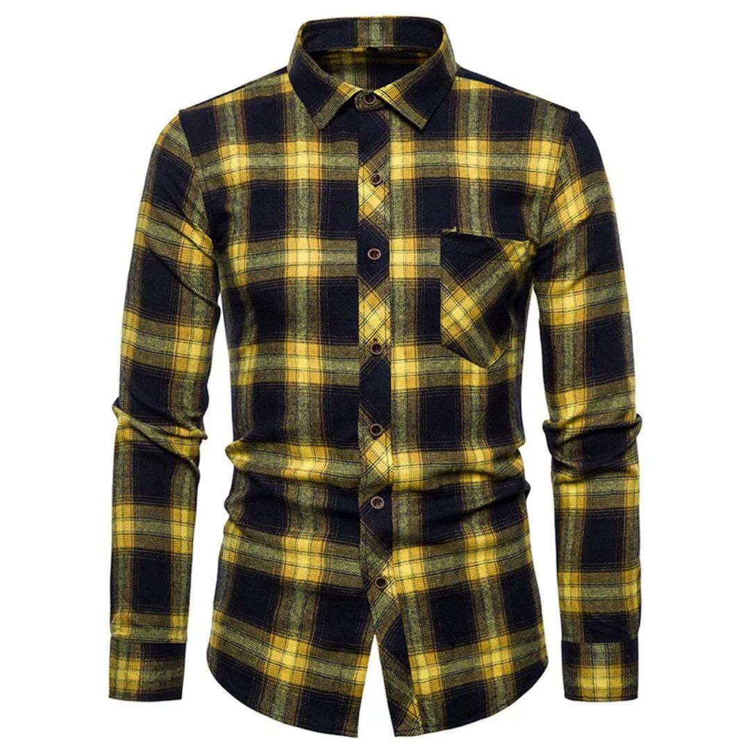 Slim-Fit Checked Shirt Francisco – Classic Cotton & Casual Style-Yellow/Black-38-State of Style