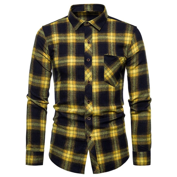 Slim-Fit Checked Shirt Francisco – Classic Cotton & Casual Style-Yellow/Black-38-State of Style