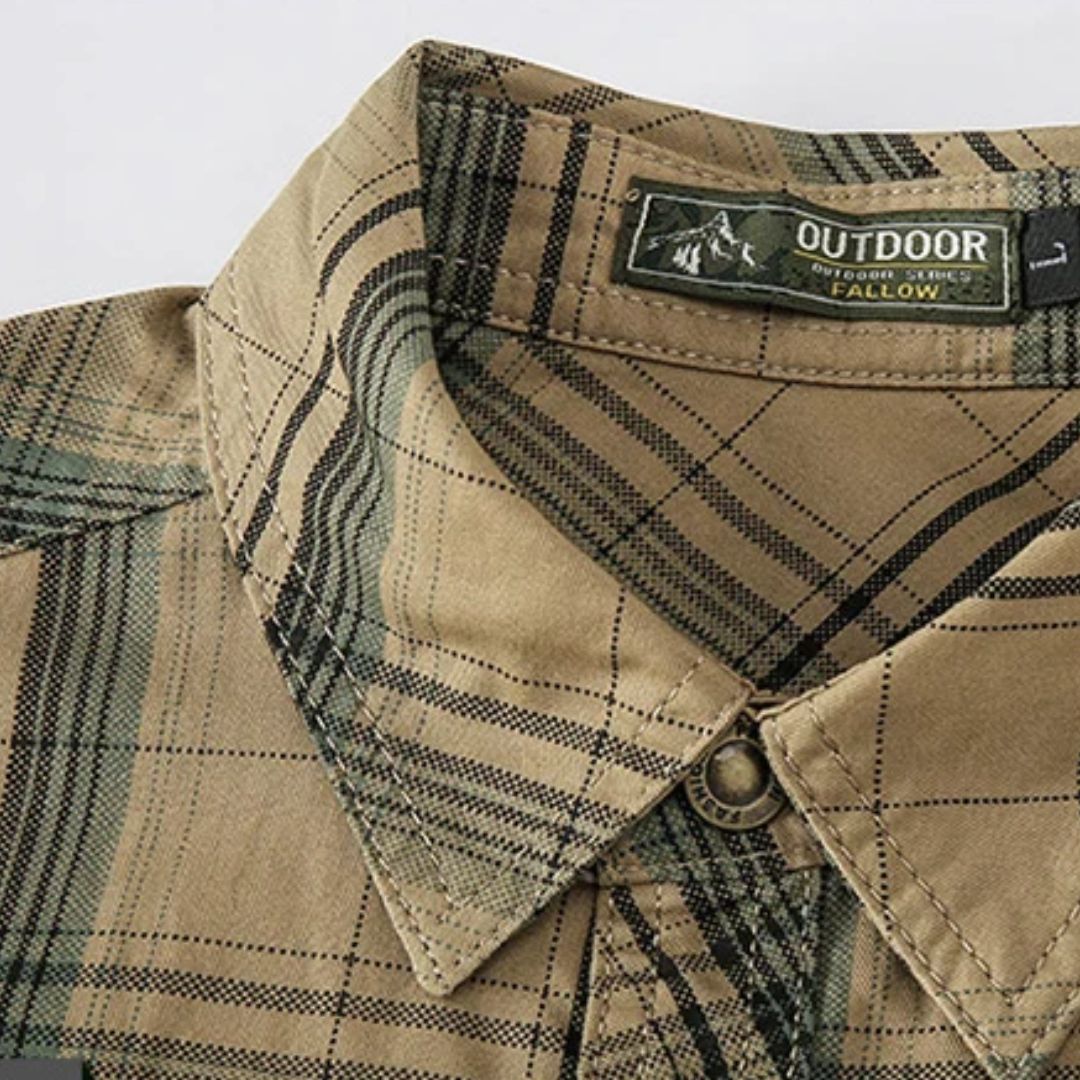 Slim-Fit Checked Shirt Henry – Military Style & Breathable Cotton-Green-M-State of Style