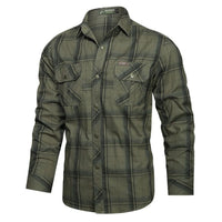 Slim-Fit Checked Shirt Henry – Military Style & Breathable Cotton-Green-M-State of Style