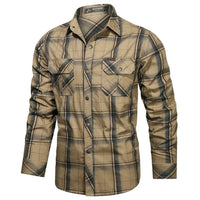 Slim-Fit Checked Shirt Henry – Military Style & Breathable Cotton-Khaki-M-State of Style