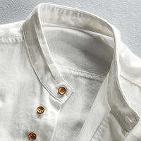 Slim-Fit Cotton-Linen Shirt Benedict – Classic Stand-Up Collar-Grey-L-State of Style