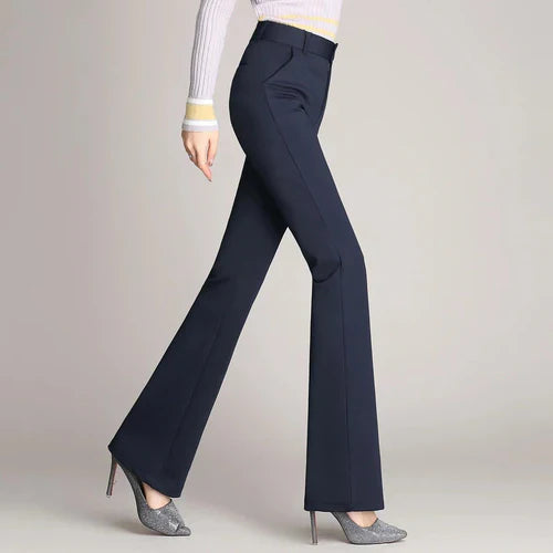 Slim Fit Flared High Waist Trousers – Mila-Black-S-State of Style