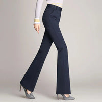 Slim Fit Flared High Waist Trousers – Mila-Black-S-State of Style