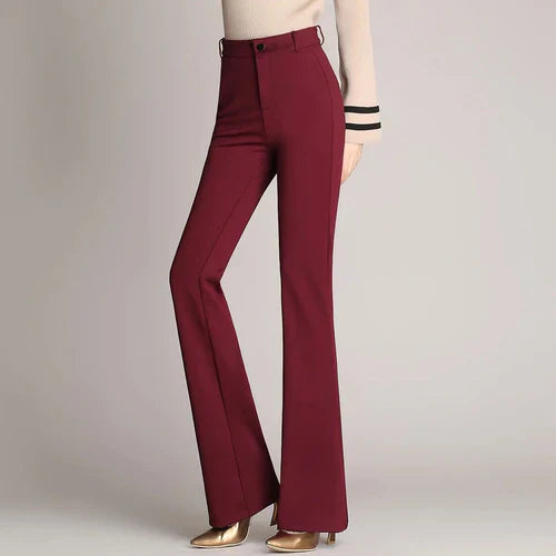 Slim Fit Flared High Waist Trousers – Mila-Black-S-State of Style