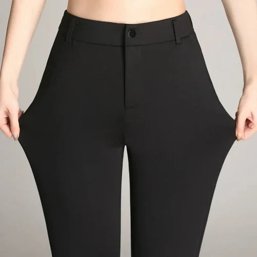 Slim Fit Flared High Waist Trousers – Mila-Black-S-State of Style