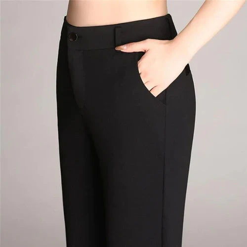 Slim Fit Flared High Waist Trousers – Mila-Black-S-State of Style