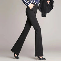 Slim Fit Flared High Waist Trousers – Mila-Black-S-State of Style