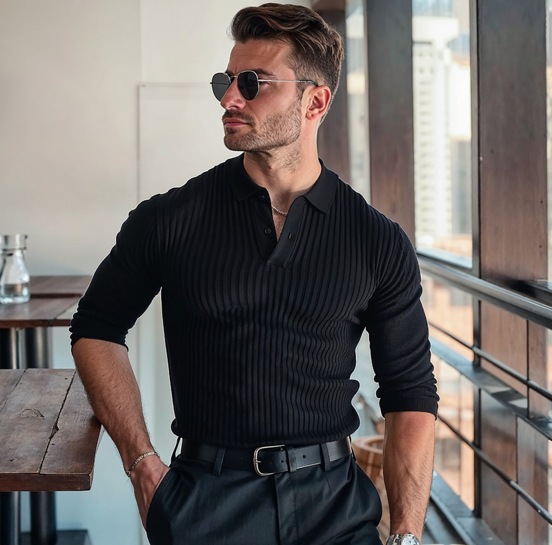Slim Fit Knitted Sweater Shirt-White-S-State of Style