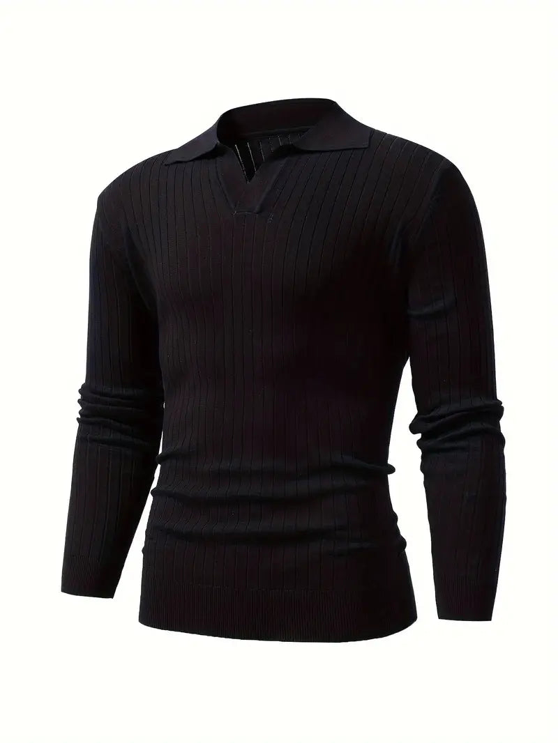 Slim Fit Knitted Sweater Shirt-White-S-State of Style