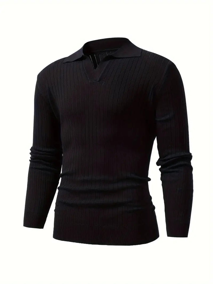 Slim Fit Knitted Sweater Shirt-White-S-State of Style