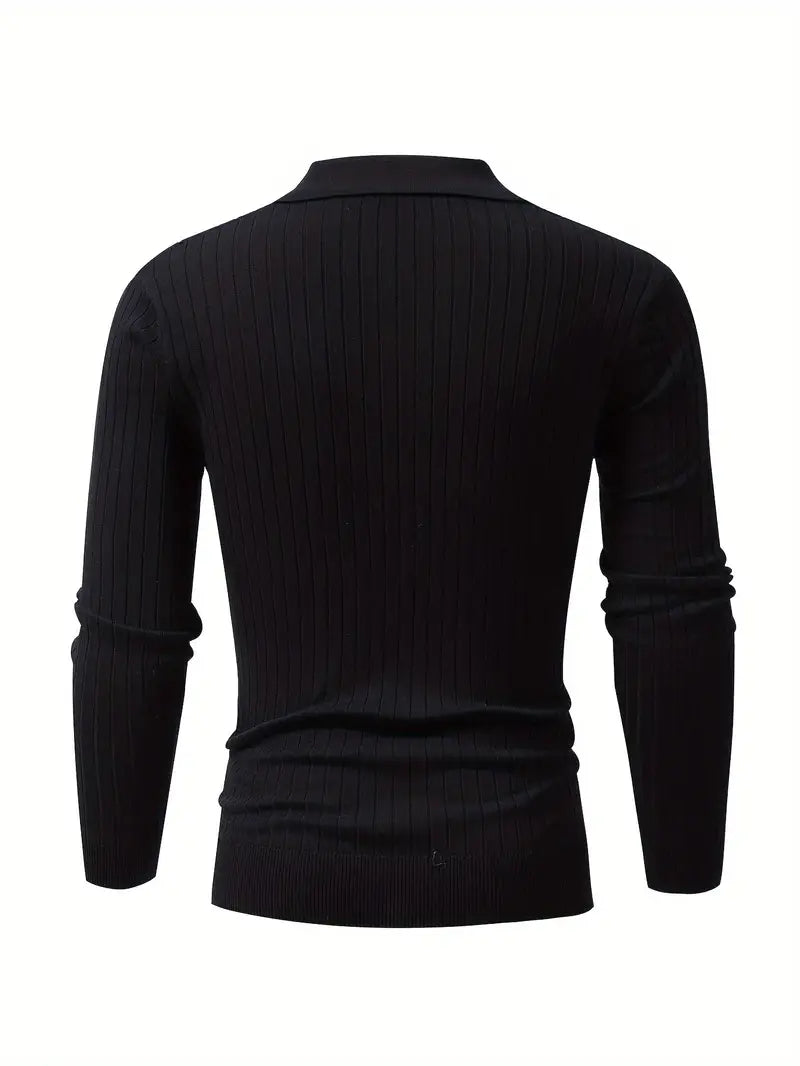 Slim Fit Knitted Sweater Shirt-White-S-State of Style