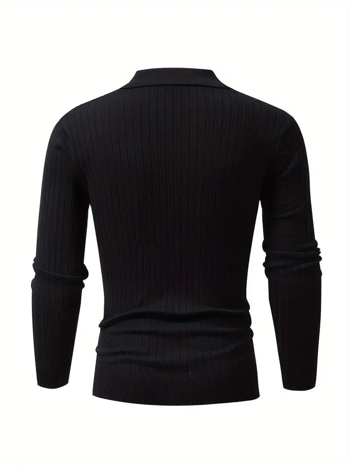 Slim Fit Knitted Sweater Shirt-White-S-State of Style