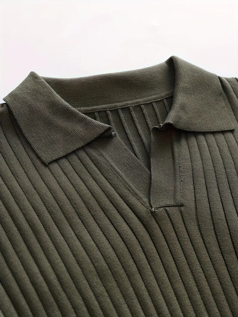 Slim Fit Knitted Sweater Shirt-White-S-State of Style