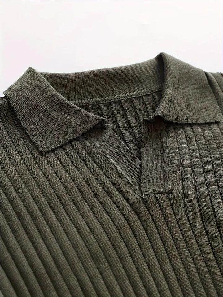 Slim Fit Knitted Sweater Shirt-White-S-State of Style
