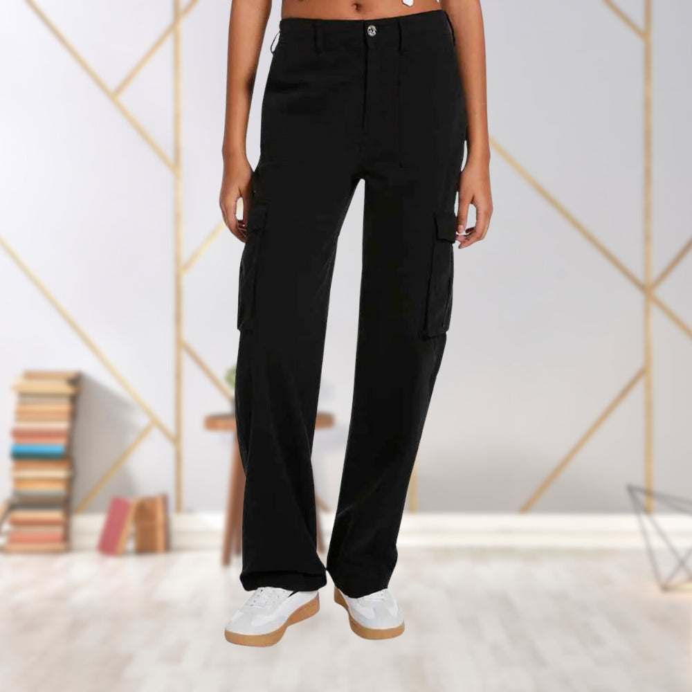 Slim-Fit Ladies Cargo Trousers - Maya-Black-S-State of Style