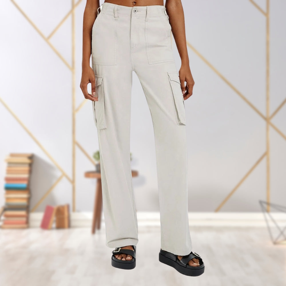 Slim-Fit Ladies Cargo Trousers - Maya-Light Grey-S-State of Style