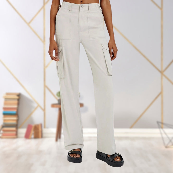 Slim-Fit Ladies Cargo Trousers - Maya-Light Grey-S-State of Style