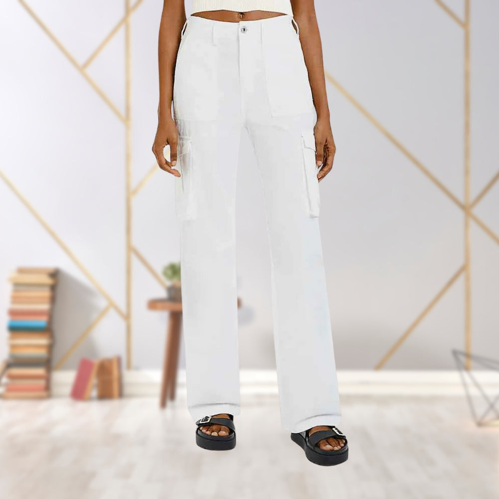 Slim-Fit Ladies Cargo Trousers - Maya-White-S-State of Style