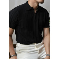 Slim Fit Men's Polo Shirt with Zip – Fabrizio-Black-S-State of Style