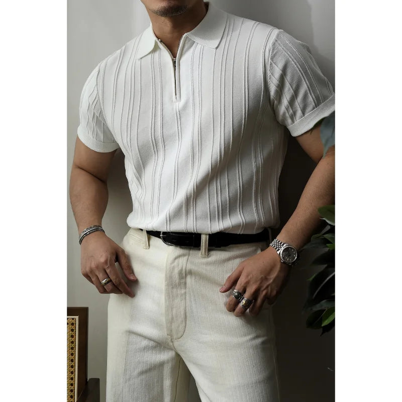 Slim Fit Men's Polo Shirt with Zip – Fabrizio-Black-S-State of Style