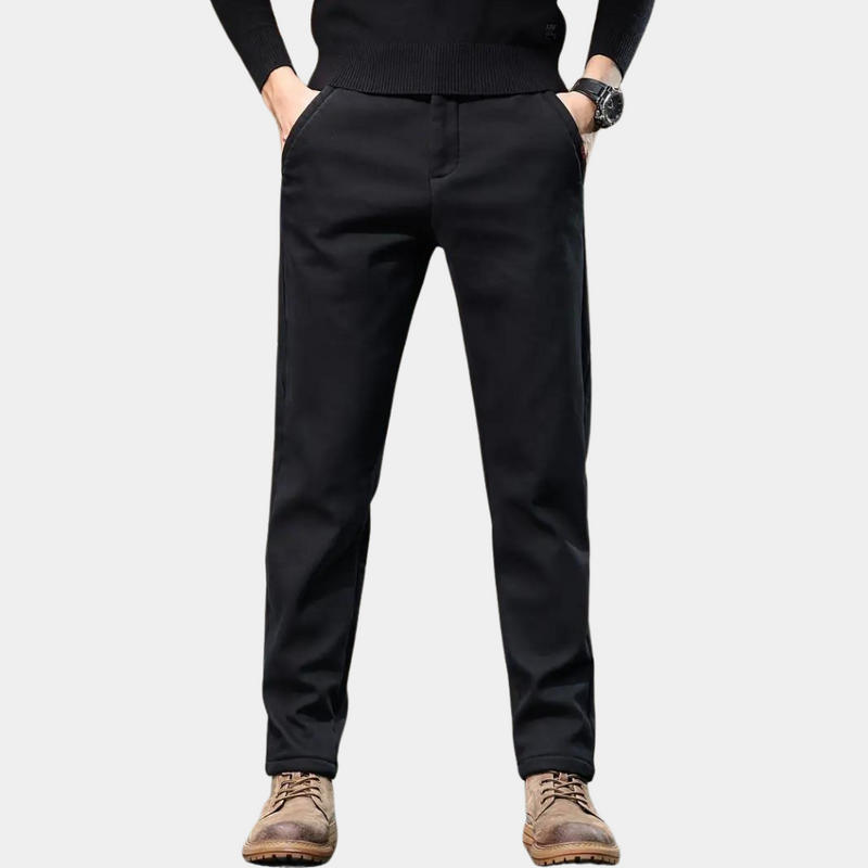 Slim Fit Semi-Formal Trousers for Men - Luca-Black-36-State of Style