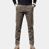 Slim Fit Semi-Formal Trousers for Men - Luca-Brown-36-State of Style