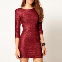 Slim-Fit Sequin Cocktail Dress in Gold – Gilda-Red-S-State of Style