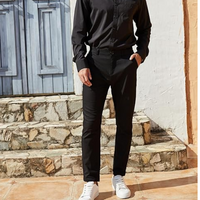 Slim Fit Stretch Men's Trousers - Boaz-Black-S-State of Style