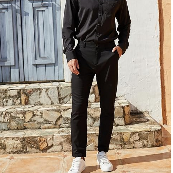 Slim Fit Stretch Men's Trousers - Boaz-Black-S-State of Style