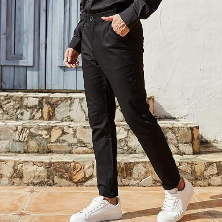 Slim Fit Stretch Men's Trousers - Boaz-Black-S-State of Style