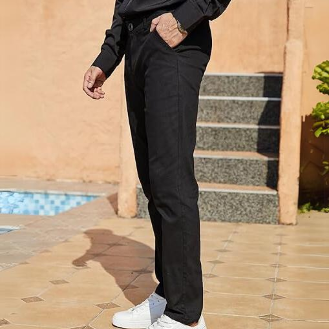 Slim Fit Stretch Men's Trousers - Boaz-Black-S-State of Style
