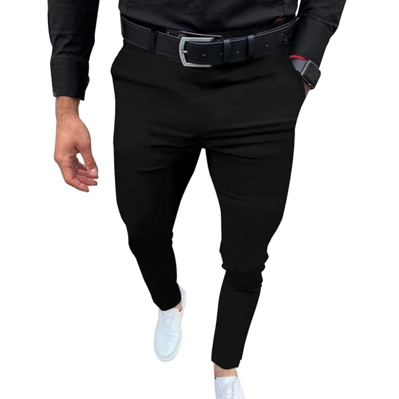 Slim Fit Stretch Men's Trousers - Boaz-Black-S-State of Style