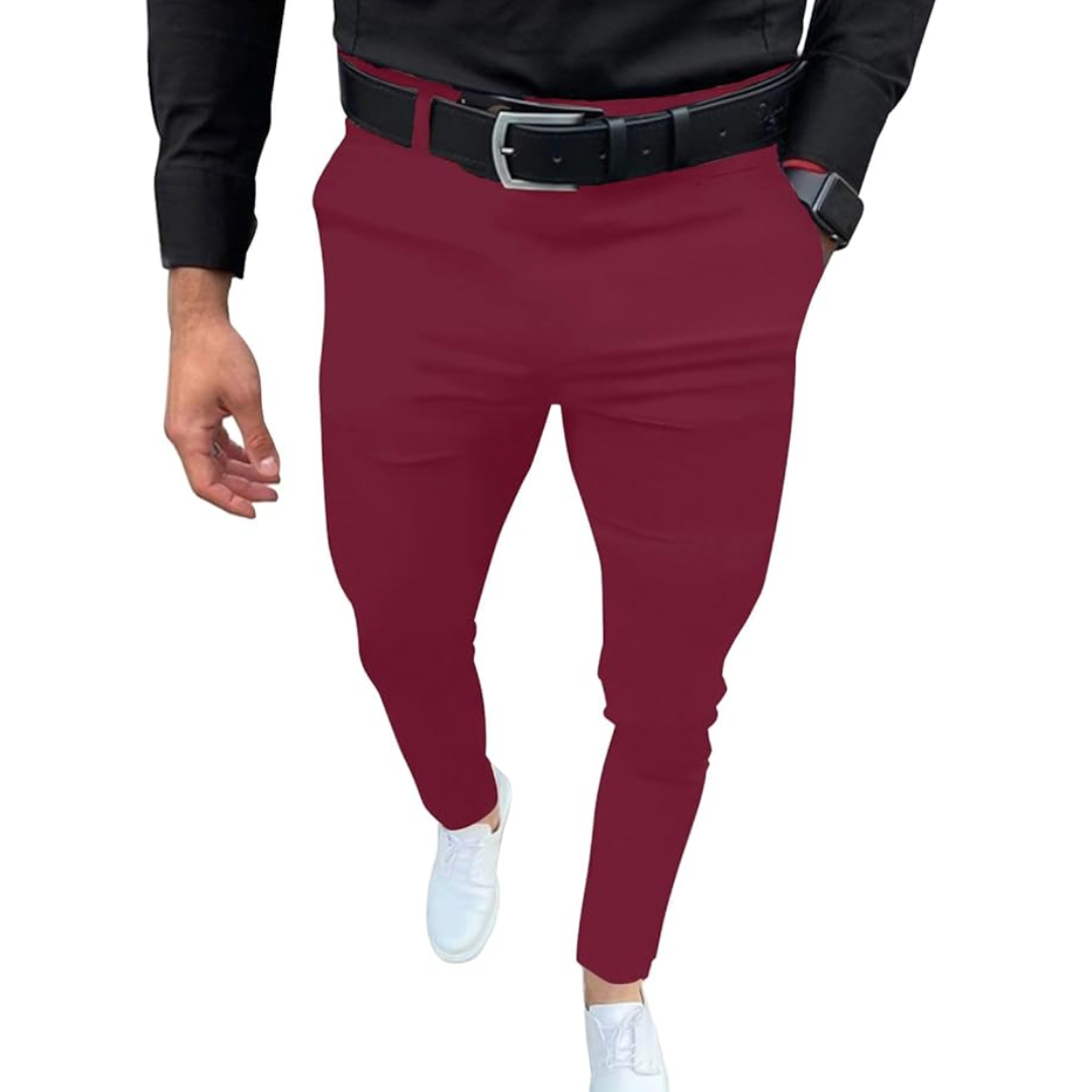 Slim Fit Stretch Men's Trousers - Boaz-Bordeaux red-S-State of Style