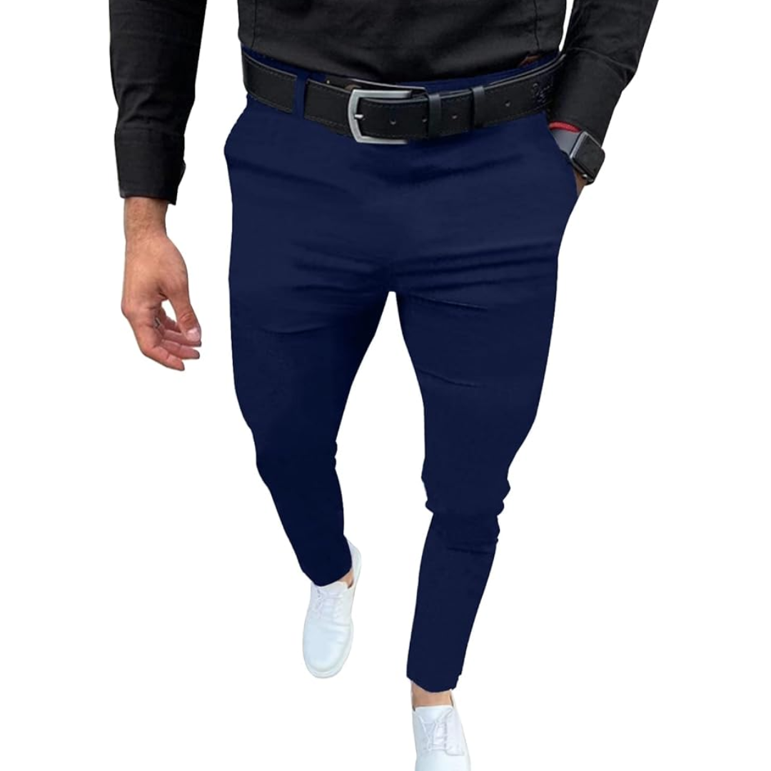 Slim Fit Stretch Men's Trousers - Boaz-Marine blue-S-State of Style
