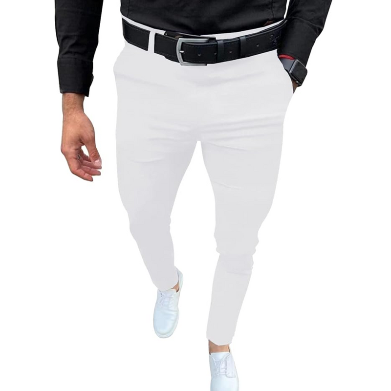 Slim Fit Stretch Men's Trousers - Boaz-White-S-State of Style