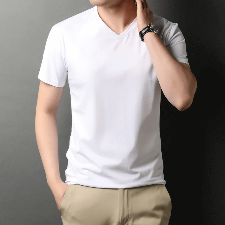 Slim Fit V-Neck T-Shirt for Men 1+1 FREE – Comfortable & Suitable for Everyday Use – Jonas-White-S-State of Style