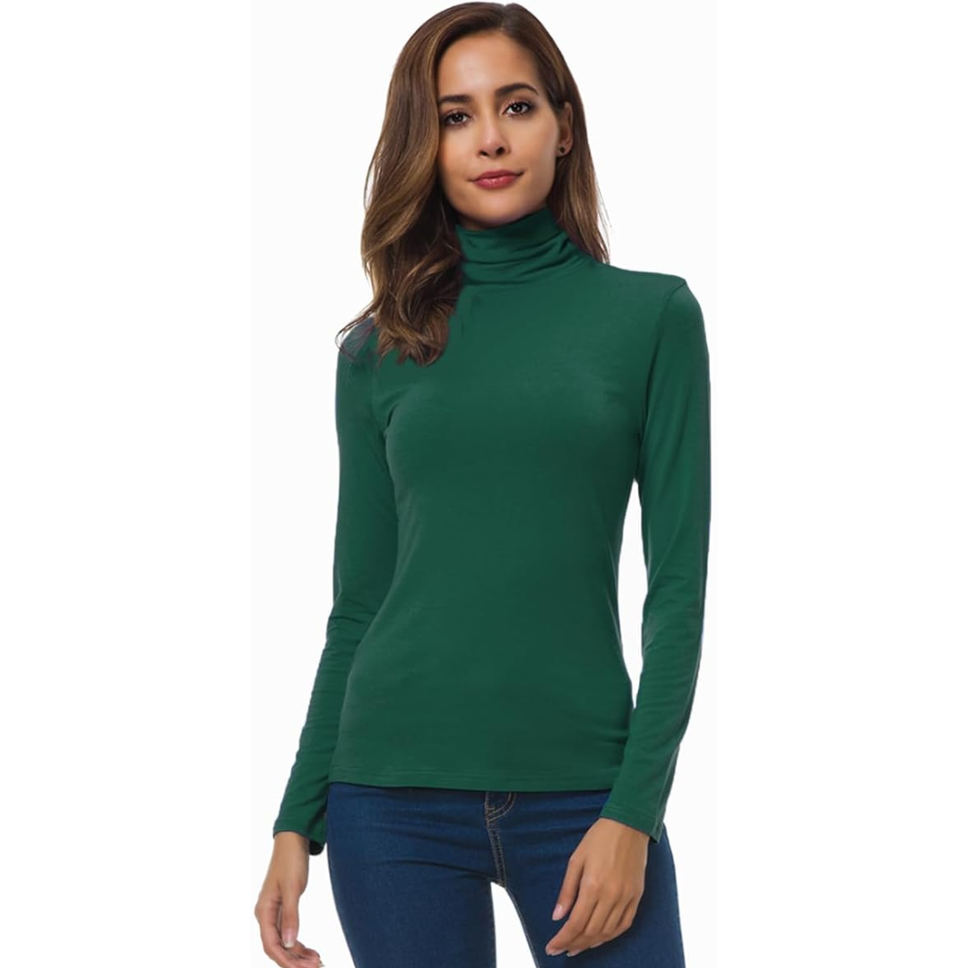 Slim Fit Women's Turtleneck - Petra-Green-S-State of Style
