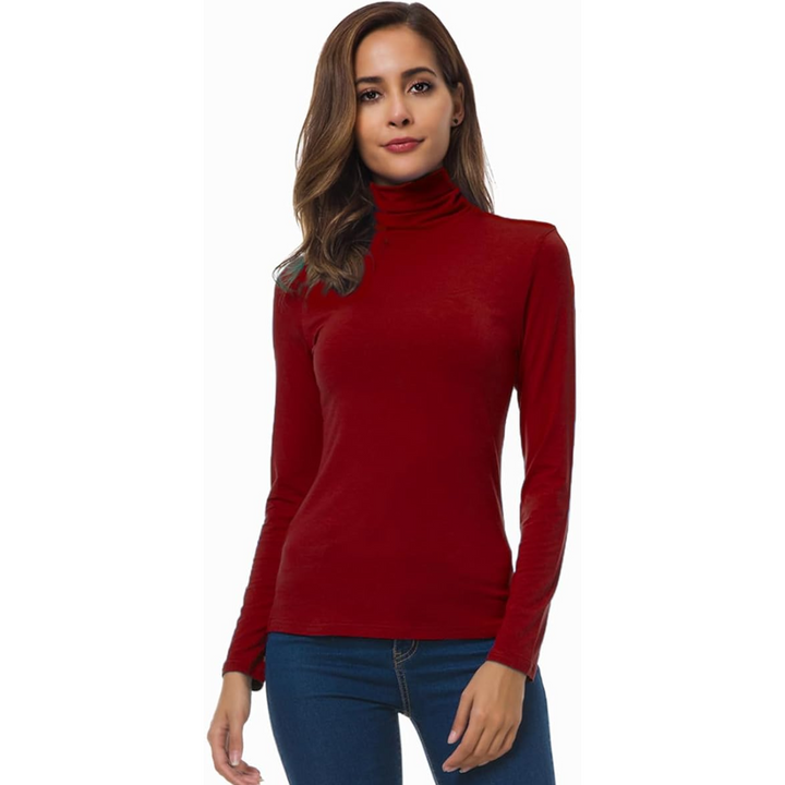 Slim Fit Women's Turtleneck - Petra-Red-S-State of Style