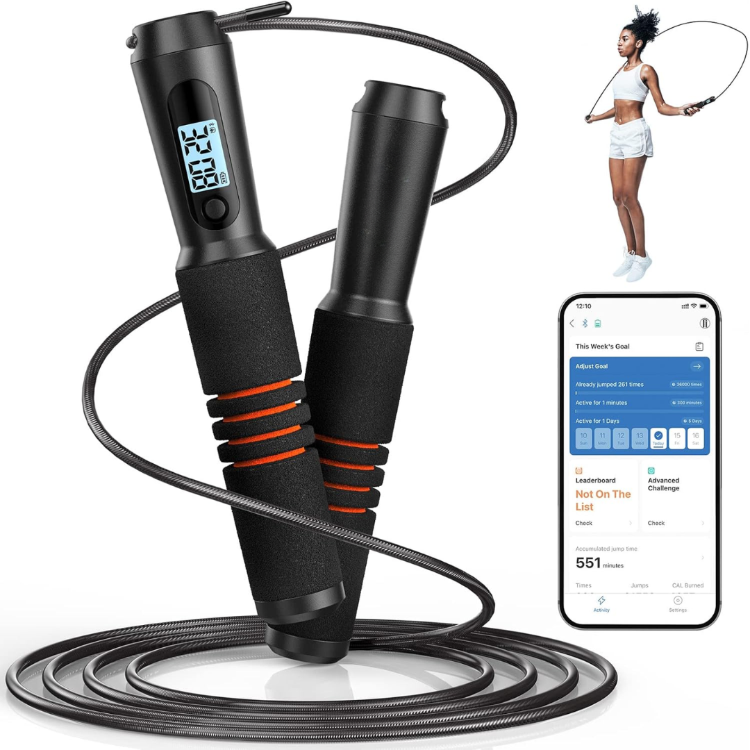 Slim Jump Rope with APP Tracking & Tangle-Free Design-Black-State of Style