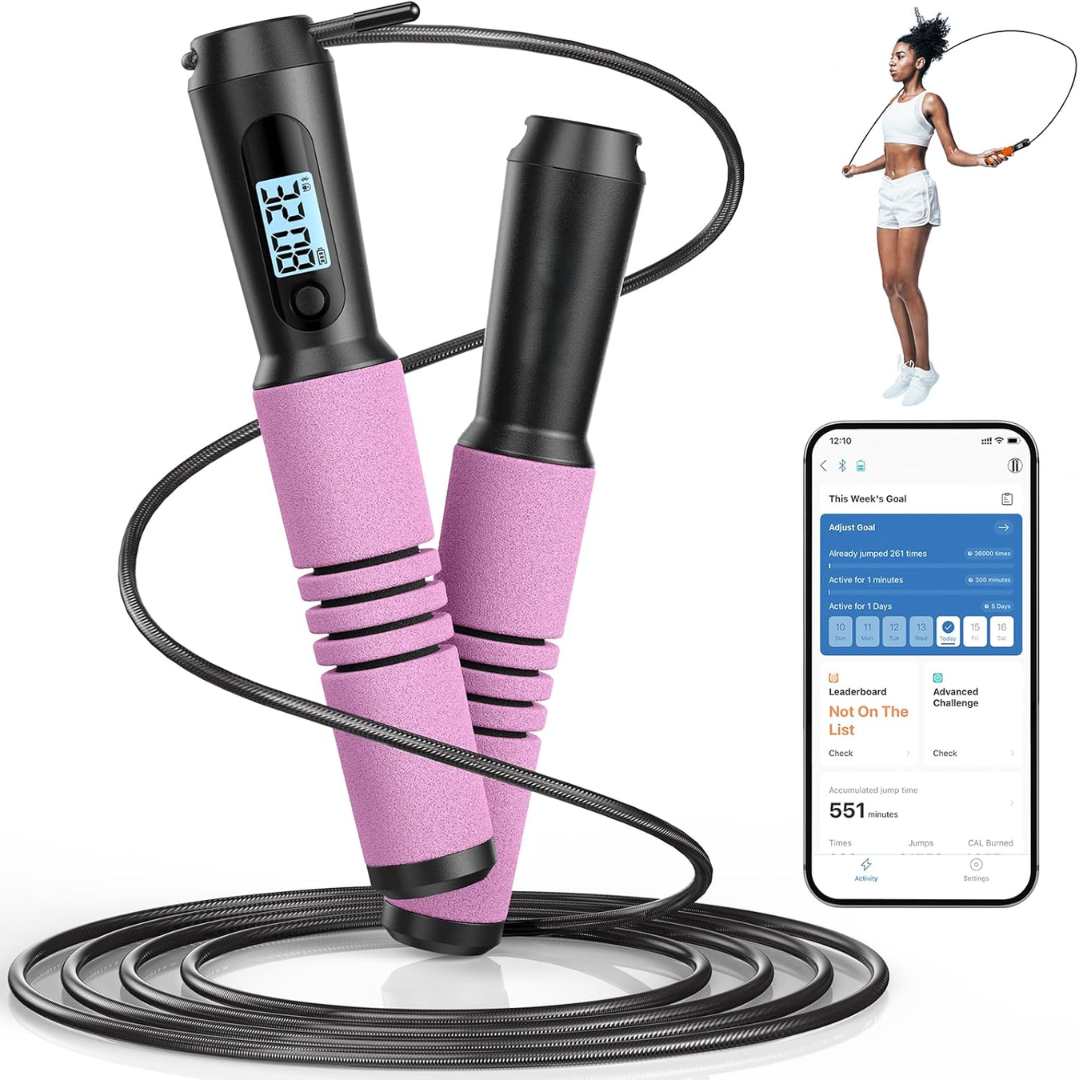 Slim Jump Rope with APP Tracking & Tangle-Free Design-Pink-State of Style