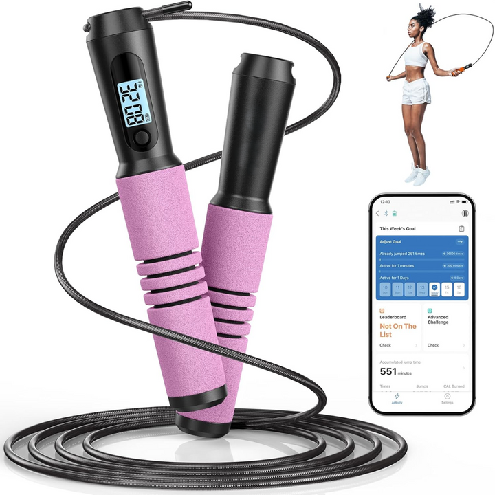 Slim Jump Rope with APP Tracking & Tangle-Free Design-Pink-State of Style