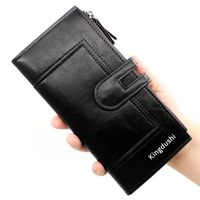 Slim Long Leather Wallet | Stylish & Functional with Double Zippers-Black-State of Style