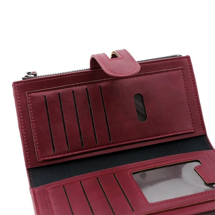 Slim Long Leather Wallet | Stylish & Functional with Double Zippers-Sky Blue-State of Style