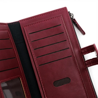 Slim Long Leather Wallet | Stylish & Functional with Double Zippers-Sky Blue-State of Style