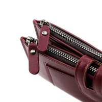 Slim Long Leather Wallet | Stylish & Functional with Double Zippers-Sky Blue-State of Style