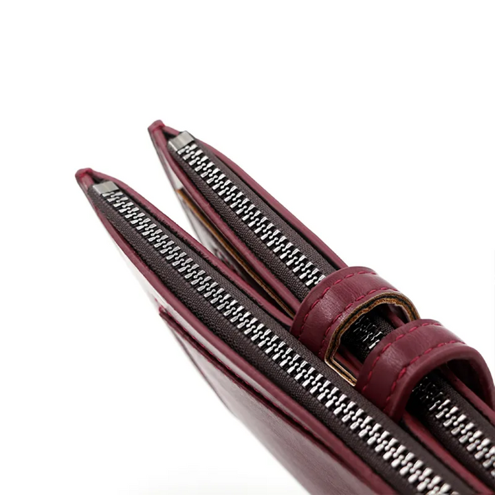 Slim Long Leather Wallet | Stylish & Functional with Double Zippers-Sky Blue-State of Style