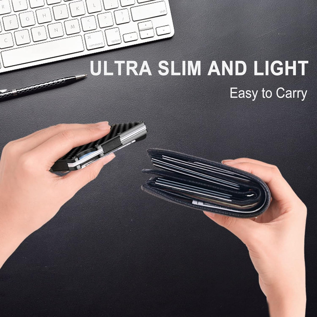 Slim RFID-Blocking Wallet made of Carbon Fibre with Money Clip - CarbonVault-Black-State of Style