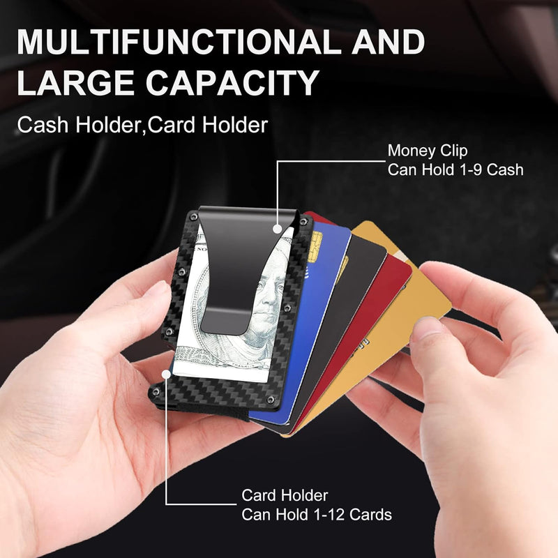 Slim RFID-Blocking Wallet made of Carbon Fibre with Money Clip - CarbonVault-Black-State of Style