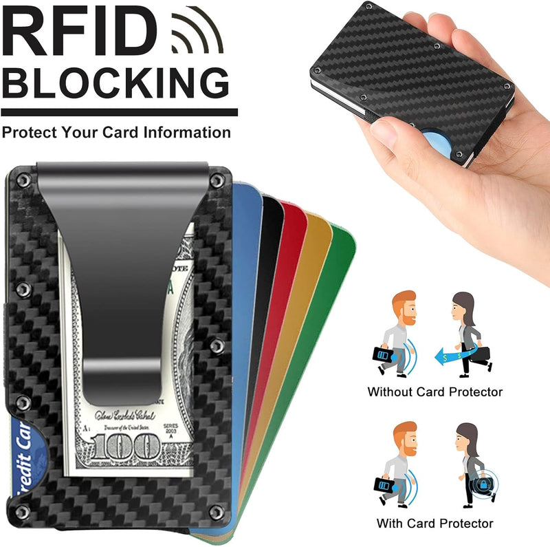 Slim RFID-Blocking Wallet made of Carbon Fibre with Money Clip - CarbonVault-Black-State of Style